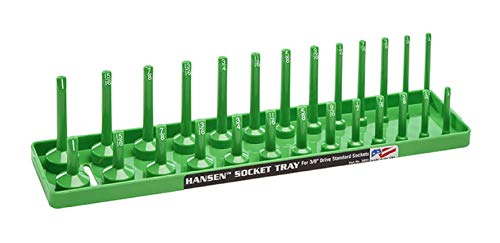 Hansen Global 3803 3/8" Drive Standard Regular & Deep Socket Holder, Green