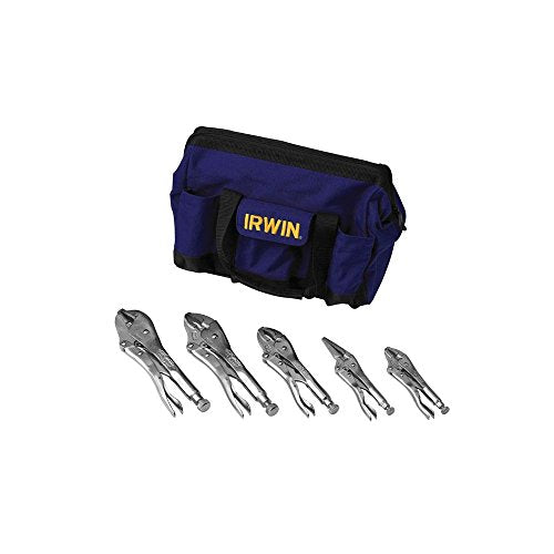 Irwin 2077704 Locking Pliers Set with Nylon Tool Bag, 5-Piece
