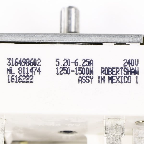 Frigidaire Replacement Surface Burner Switch For Range, Part# 316498602