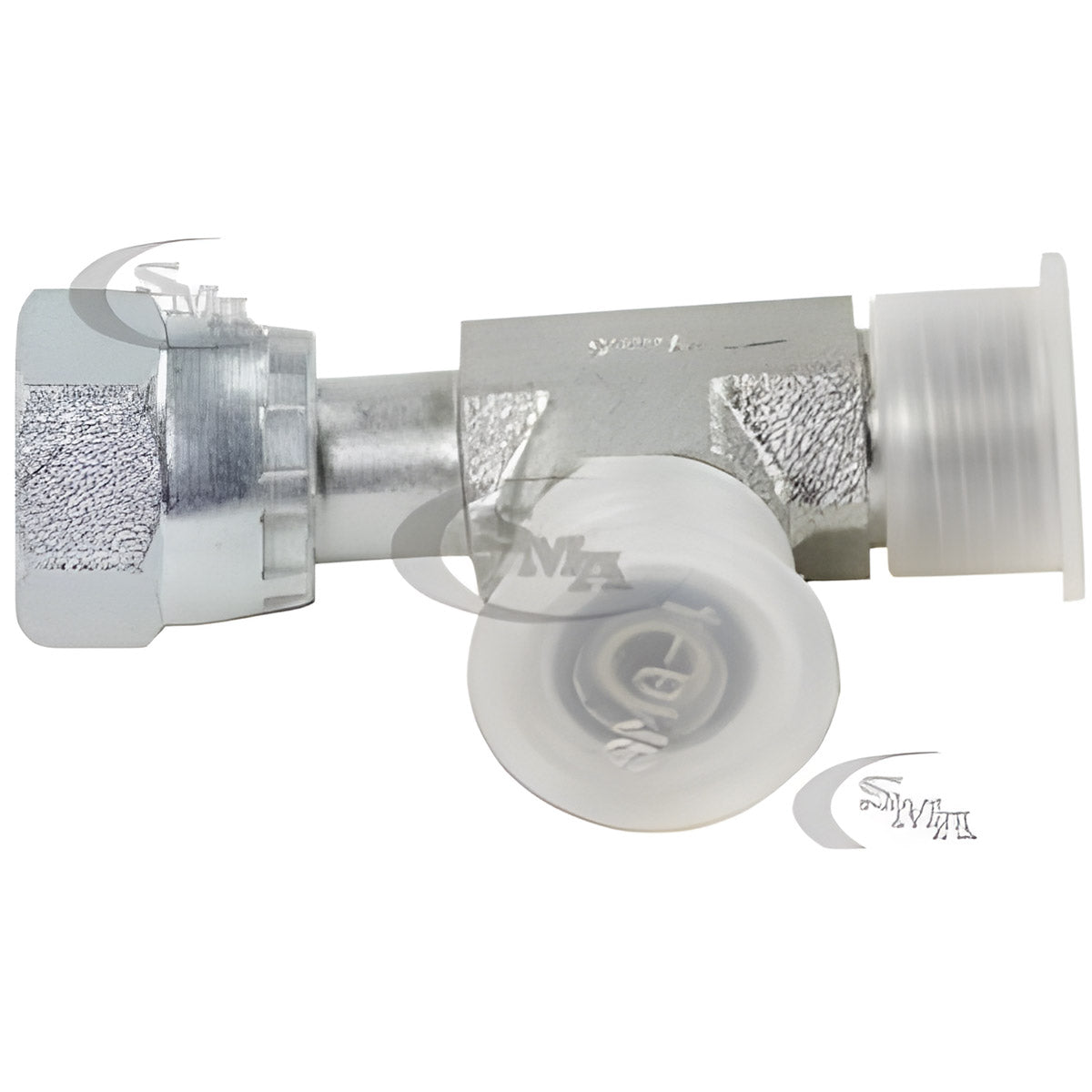 1/4 MALE OFS X 1/4 FEMALE OFS SWIVEL X 1/4 MALE OFS - SWIVEL NUT RUN TEE - STEEL