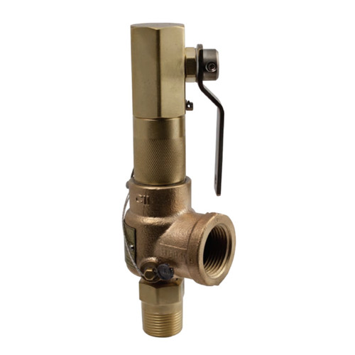 Apollo Valves 511JHBJMAA0000 2 in. MNPT x 3 in. FNPT Sec VIII Liquid Bronze Safety Relief Valve w/ Brass Trim, Screwed Cap, Set Pressure