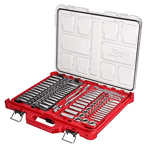 Milwaukee 48-22-9486 1/4" & 3/8 Drive 106pc Ratchet & Socket Set with PACKOUT Low-Profile Organizer - SAE & Metric