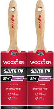 Wooster Genuine 2.5" Silver Tip Flat Paintbrush 2-Pack, 5222-2.5-2PK