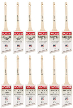Wooster Genuine 2.5" Silver Tip Thin Angle Sash Paintbrush 12-Pack # 5224-2.5-12PK
