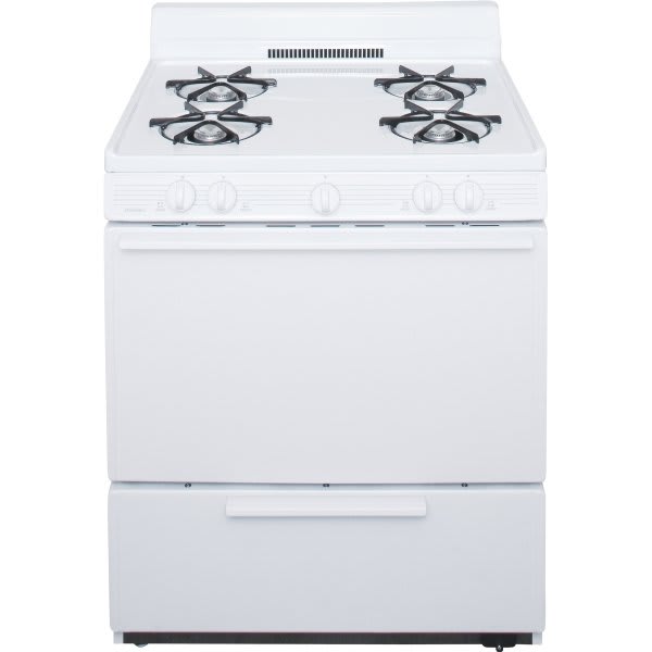 Premier 30 In. 3.9 cu. ft. 4 Burner Gas Freestanding Range, Manual Clean, White, ADA