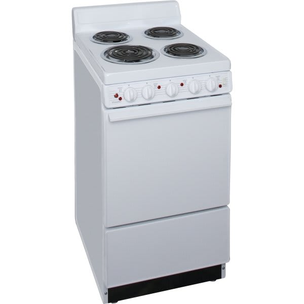 Premier 20 In. 2.4 cu. ft. Coil Electric Freestanding Range, 220v, Manual Clean, White, ADA