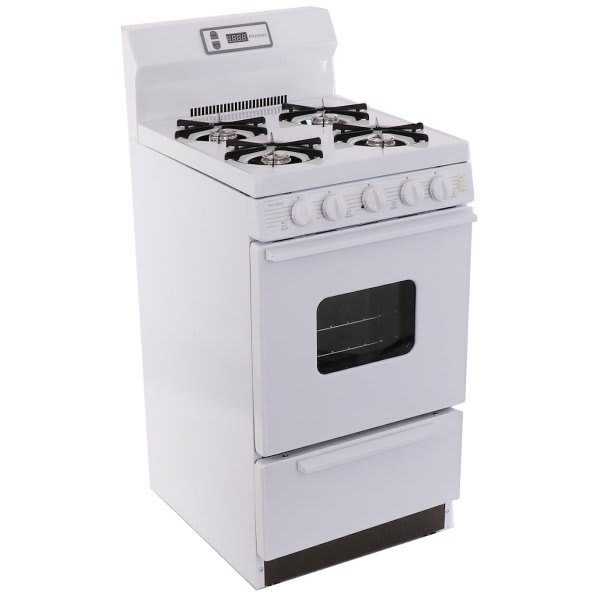 Premier 20 In. 2.4 cu. ft. 4 Burner Gas Freestanding Standard Range, Manual Clean, White, ADA