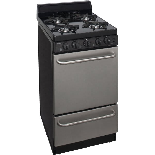 Premier 20 In. 2.4 cu. ft. 4 Burner Gas Freestanding Range, Manual Clean, Stainless Steel, ADA