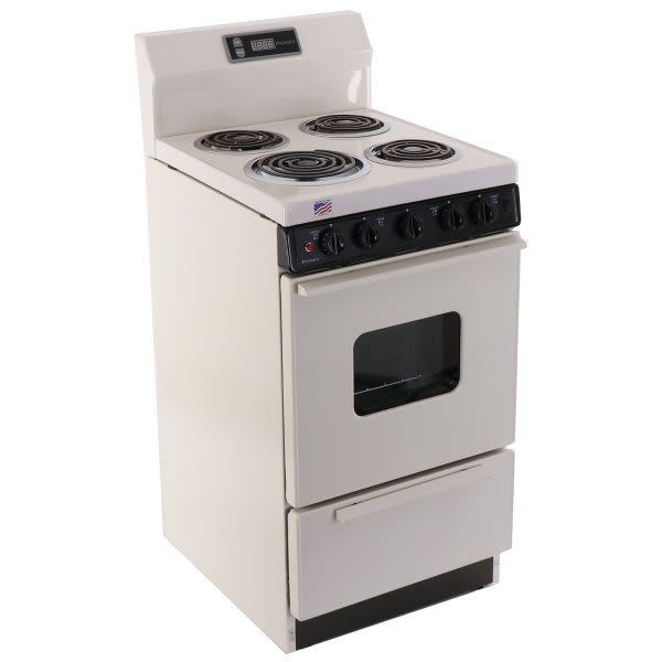 Premier 20 in. Electric, Front Controls, Coil Range W/ 2.4 Cu Ft, Bisque