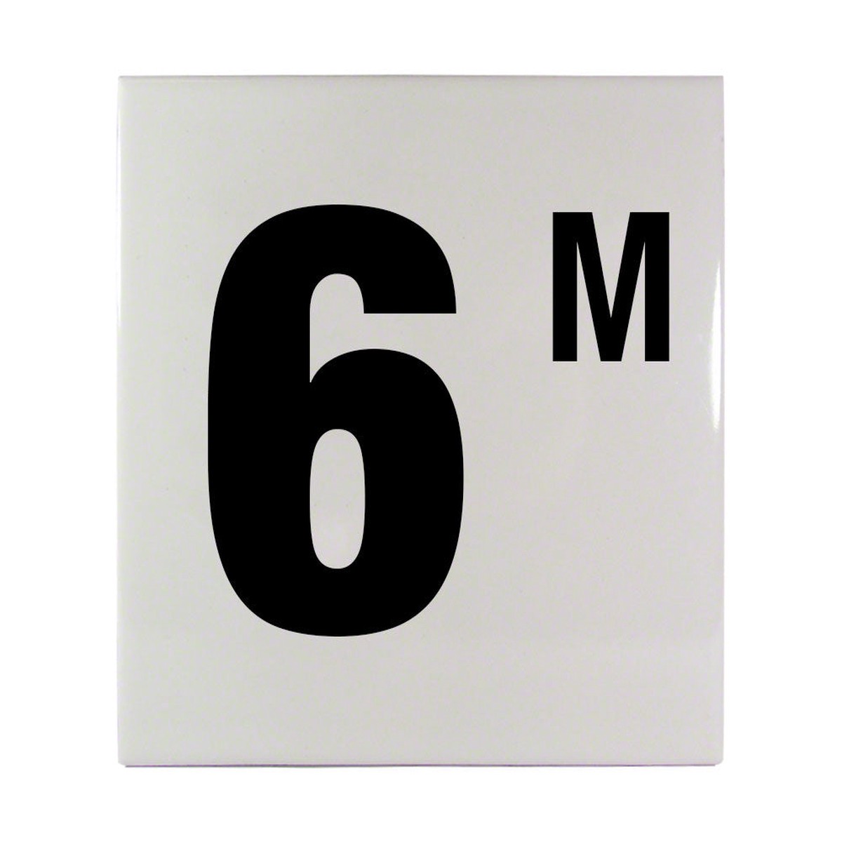 6 M Ceramic Smooth Tile Depth Marker 6 Inch x 6 Inch with 4 Inch Lettering