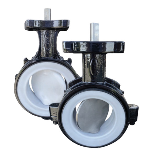 BTI 699 6 in. Iron Body PTFE Disc Wafer Style Sanitary Butterfly Valve - PTFE Seat
