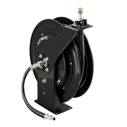 Alemite 8078-FBK 3/8 in. ID x 50 ft. 300 PSI Heavy Duty Air Water Reel w/ Hose - Black