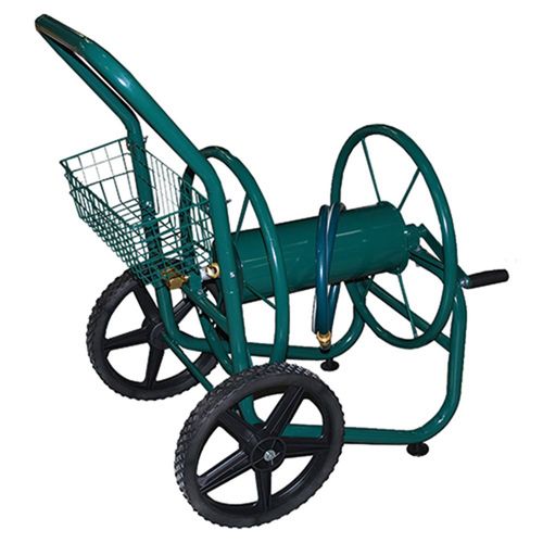 Steel Hose Reel Cart with Basket, 2 Wheels