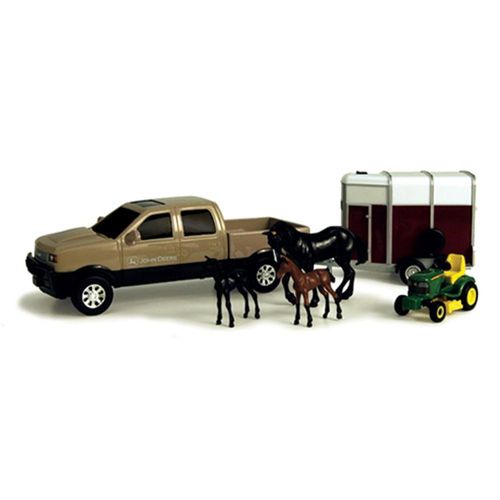 John Deere Toy Truck and Trailer Set with Animals