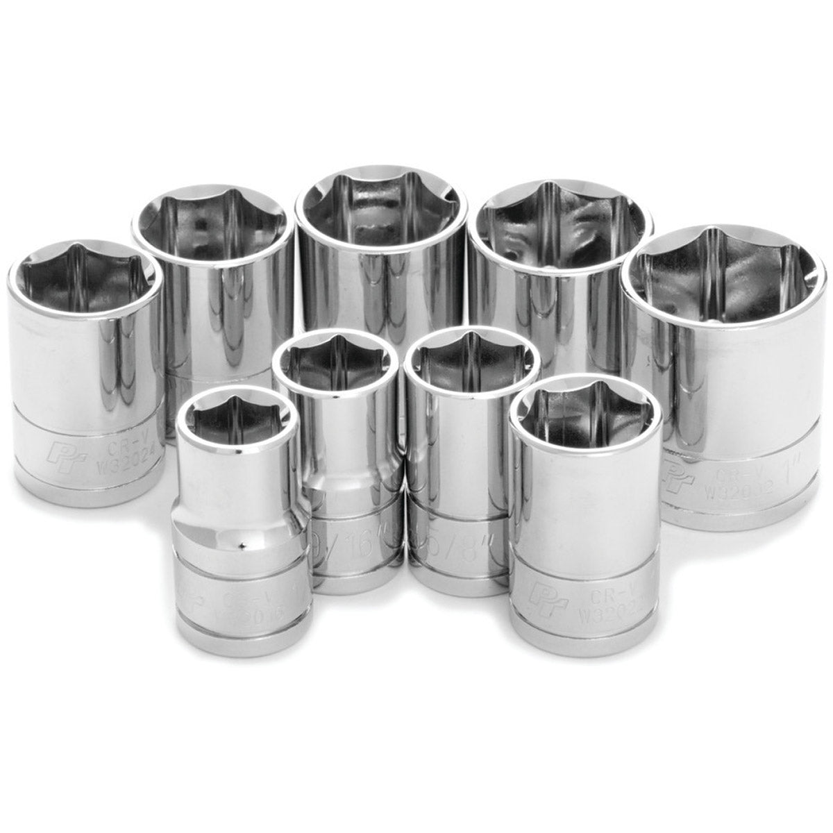 SAE SOCKET SET - 9PC DR X 1/2"