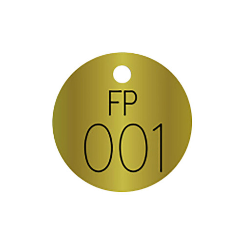 Marking Services BVT "FP" Fire Protection Round Brass Valve Tags, w/Top Hole Mount, Priced Each