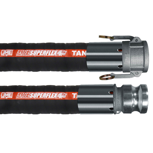 BadgerFlex 4 in. Transfer Hose Assemblies w/ Part C Female Coupler x Part E Male Adapter Ends - Black