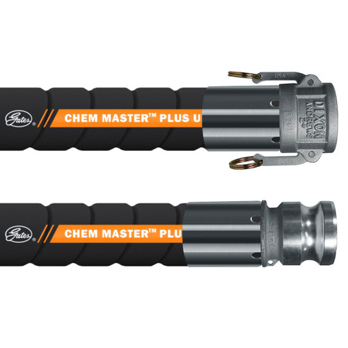 Gates 2 in. Chem Master Plus XLPE 200 PSI SD Black Chemical Hose w/ Stainless C x E Ends