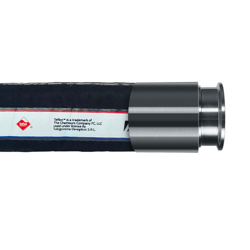 Tudertechnica Tufluor 1 1/2 in. Full Conductive Black PTFE Chemical Suction & Delivery Hose Assemblies 250 PSI w/ 3A Tri-Clamp Ends