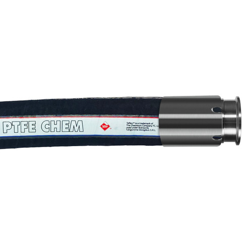 Tudertechnica Tufluor White PTFE 3/4 in. Chemical Suction & Delivery Hose 250 PSI Assemblies w/ Tri-Clamp Ends