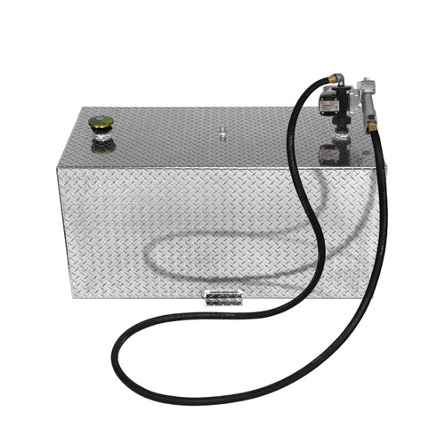 110 Gallon Aluminum Rectangle Fuel Transfer Tank w/ Fuelworks 15 GPM Pump (12V DC)