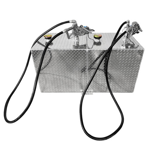 110 Gallon Aluminum Rectangle Split Fuel Transfer Tank w/ GPI 8 GPM Pumps (12V DC)