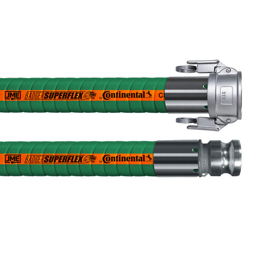 BadgerFlex C-Series 2 in. Chemical Transfer Hose w/ Stainless Steel Part C Female Coupler x Part E Male Adapter Ends, 200 PSI