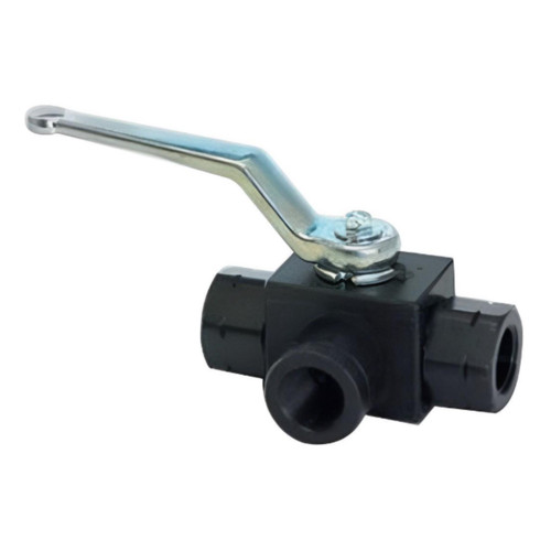 PCI BK3-34-NPT-1125-L 3/4 in. x 3/4 in. NPTF Full Port Three-Way Diverter Valve - 5145 PSI, Black Oxide Coating