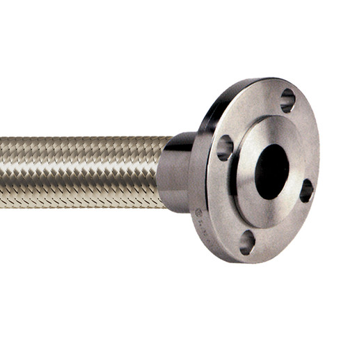 Resistoflex 2 in. Convoluted PTFE Stainless Steel Braid Anti-Static Chemical Hose Assembly w/ Stainless Steel Flange Ends