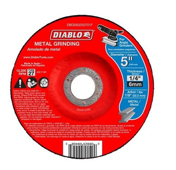 Diablo DBD050250701F 5" x 1/4" x 7/8" Type 27 Metal Grinding Disc