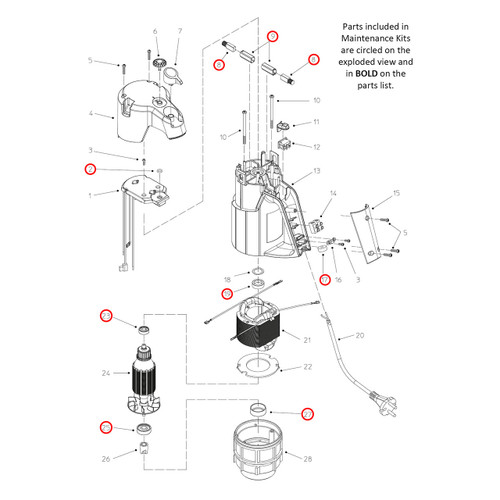Flux FEM4070 120V Motor Maintenance Rebuild Kit