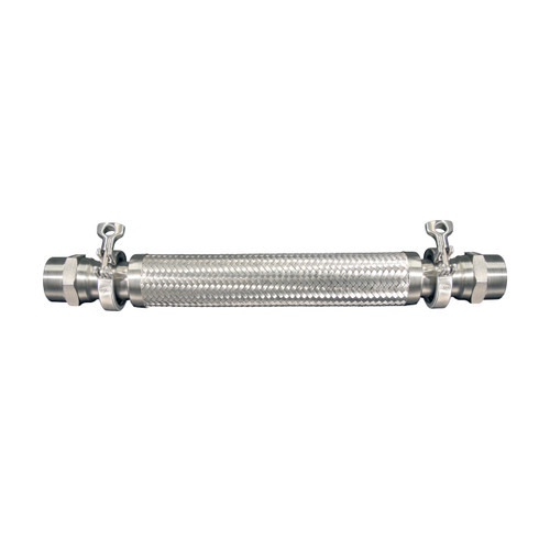 Hose Master FSQQ Series 2 in. QuickClamp x QuickClamp FireShield Flexible Metal Hose Connector, with Male Adaptor Kit