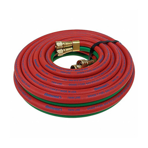 Continental Contitech 3/8 in. x 25 ft. L Twin-Line Grade T Welding Hose, Red/Green- Coupled Assembly