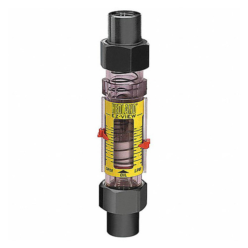 Badger Meter Hedland Variable Area EZ-View Water Flow Meter, Polysulfone Body, 1 in. Socket Weld PVC Fitting, 1 to 10 GPM