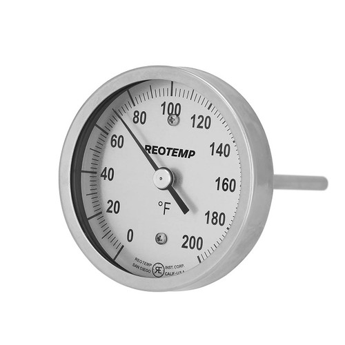 Reotemp Sanitary 3 in. Dial Thermometer w/ Back Mount,1 1/2 in. Tri-Clamp