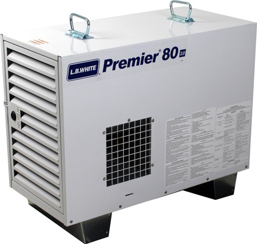 L.B. White Premier 80 2.0 Enclosed Flame Ductible 80,000 BTU LP Heater w/Thermostat and Hose