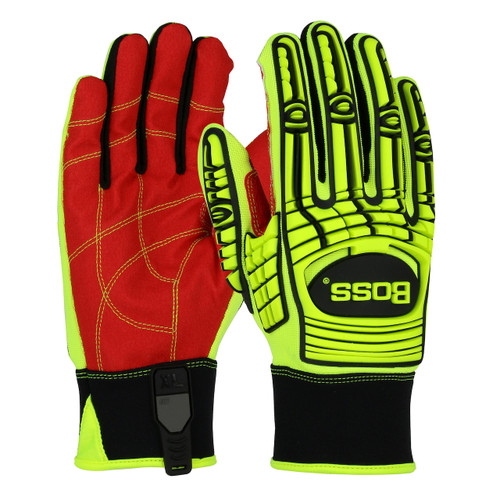 PIP Boss Hi-Vis High Performance Red PVC Grip Gloves, 12 Pairs/Pack