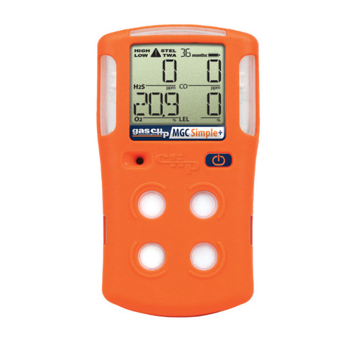 Gas Clip Technologies MGC Simple Plus Detector, 4 Gas (H2S, O2, CO & LEL) 3 Year Run Time