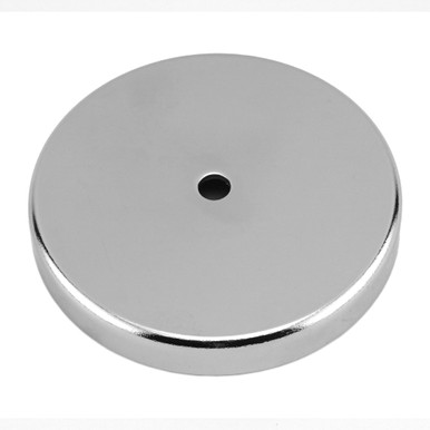 Heavy-Duty Ceramic Round Base Magnet - 3.19'' Dia. x 0.440'' Thk. w/0.28'' Dia. hole¸ 95 lbs. pull 07223