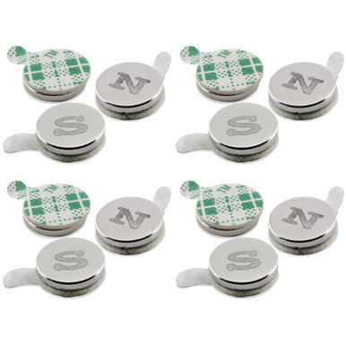 Neodymium Disc Magnets with Adhesive (12pk) - N35¸ Foam Adhesive¸ 0.25'' Dia. x 0.06'' Thk.¸ 0.95 lbs. pull 07525
