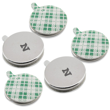 Neodymium Disc Magnets with Adhesive (5pk) - N35¸ Foam Adhesive¸ North Side Marked¸ 0.75'' Dia. x 0.06'' Thk.¸ 3.91 lbs. pull 07528