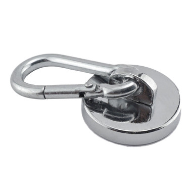 Neodymium Magnetic Carabiner Hook - 1.12" Dia.¸ 45 lbs. pull w/ liner 07587