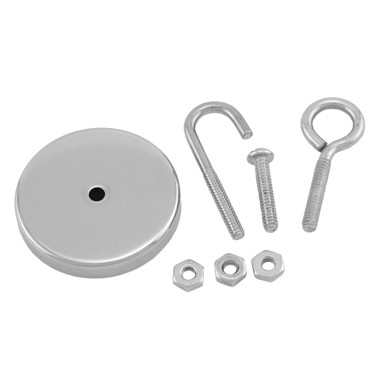 Ceramic Round Base Magnet with Attachments - 2.04'' Dia. x 0.315'' Thk.¸ 35 lbs. pull 07596
