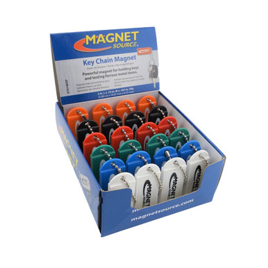 Key Chain Magnets Counter Display (24pk) - Assortment of 6 bright colors - Orange¸ Black¸ Red¸ Green¸ Blue¸ and White 07614DSP