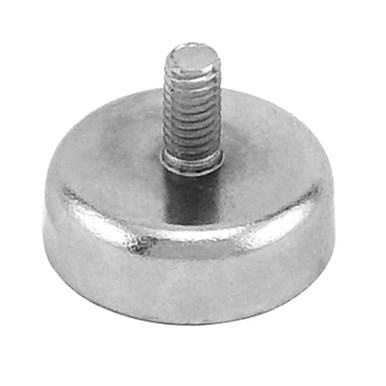 Grade 42 Neodymium Round Base Magnet with Male Thread (2pk) - N42¸ 0.787'' Dia. x 0.285'' Thk.¸ 28 lbs. pull 07634