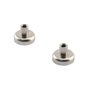 Grade 42 Neodymium Round Base Magnet with Female Thread (2pk) - N42¸ 0.630'' Dia. x 0.20'' Thk.¸ 18 lbs. pull 07635