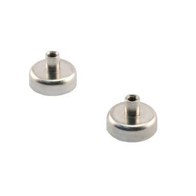 Grade 42 Neodymium Round Base Magnet with Female Thread (2pk) - N42¸ 0.787'' Dia. x 0.285'' Thk.¸ 28 lbs. pull 07636