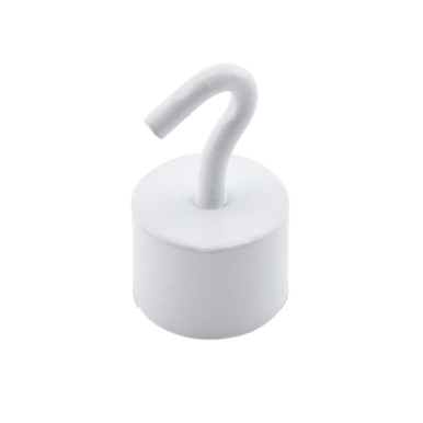 White Neodymium Magnetic Hook - N35¸ 18 lbs. pull w/ liner MHHH18