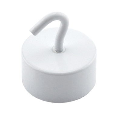 Neodymium White Magnetic Hook - 61 lbs. pull w/ liner MHHH61