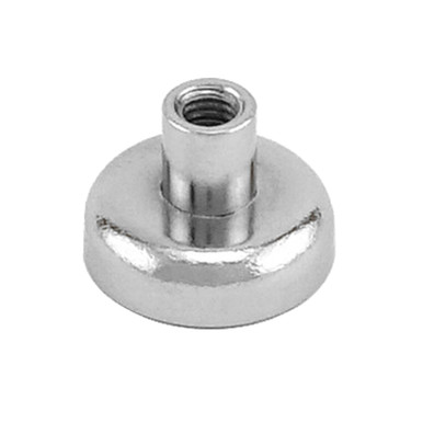 Grade 42 Neodymium Round Base Magnet with Female Thread - N42¸ 0.630'' Dia. x 0.20'' Thk.¸ 18 lbs. pull NACF063
